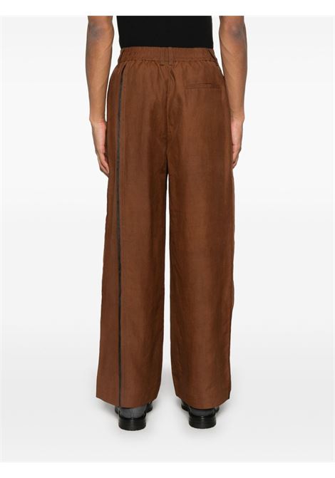 Brown silk trousers Feng chen wang - men FENG CHEN WANG | FENG19TR16DRKBRWN
